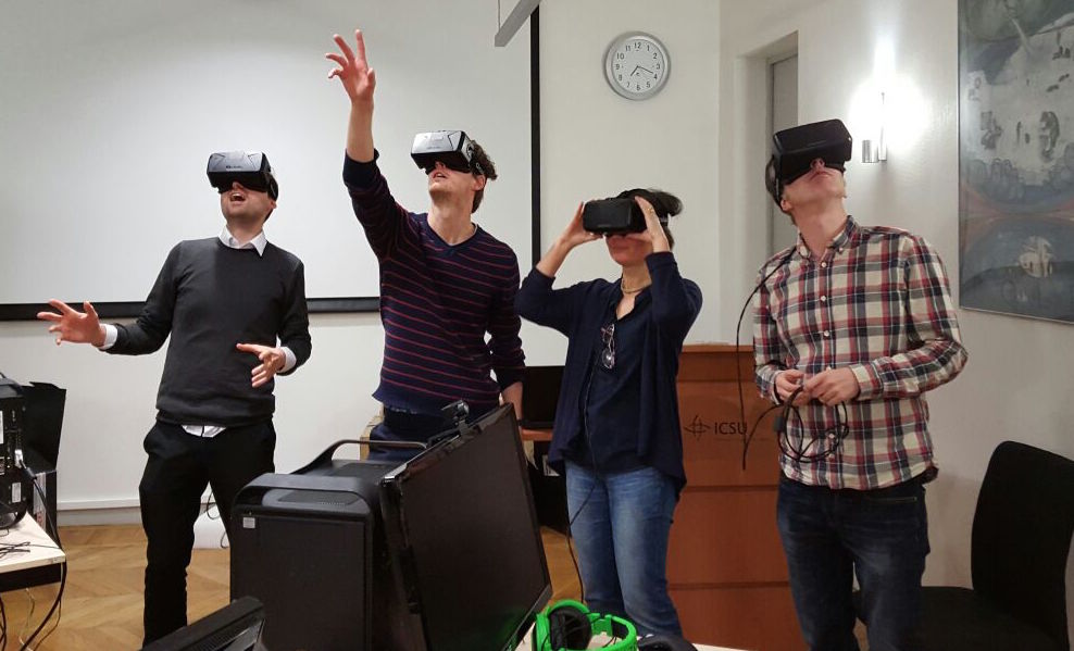 Organisers of the Anthronaut Experience Virtual Reality hackathon for COP21. Yoni Dayan,  Johannes Mengel, Denise Young, Owen Gaffney